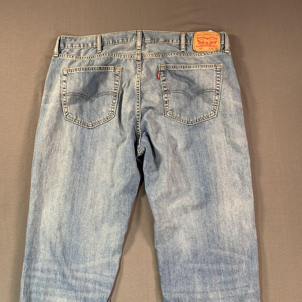 Levis 559 Jeans Mens 40x31 Blue Denim Relaxed Straight‎ Leg Light Wash Faded